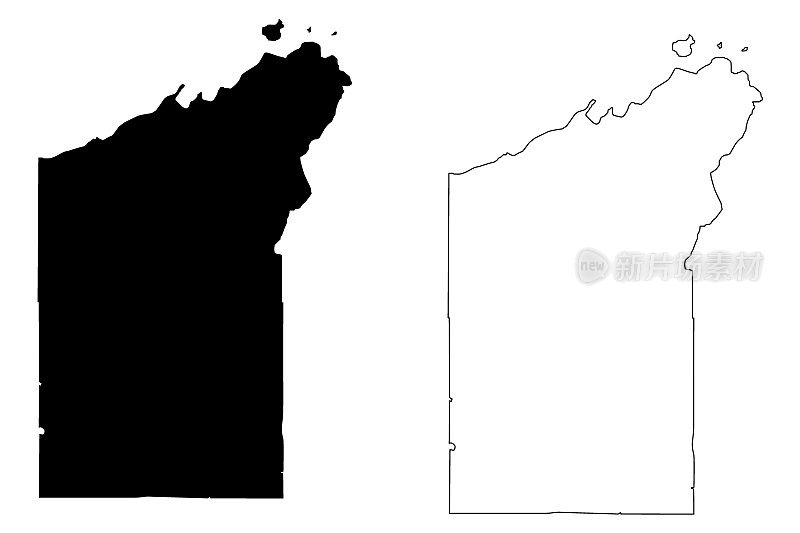 美国威斯康辛州Bayfield县(美国County, United States, US)地图矢量图，草稿Bayfield地图